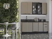 Кухня Николь 2,0м (490) Компановка №1 (Холст вулканический, Графит (Кастилло темный))